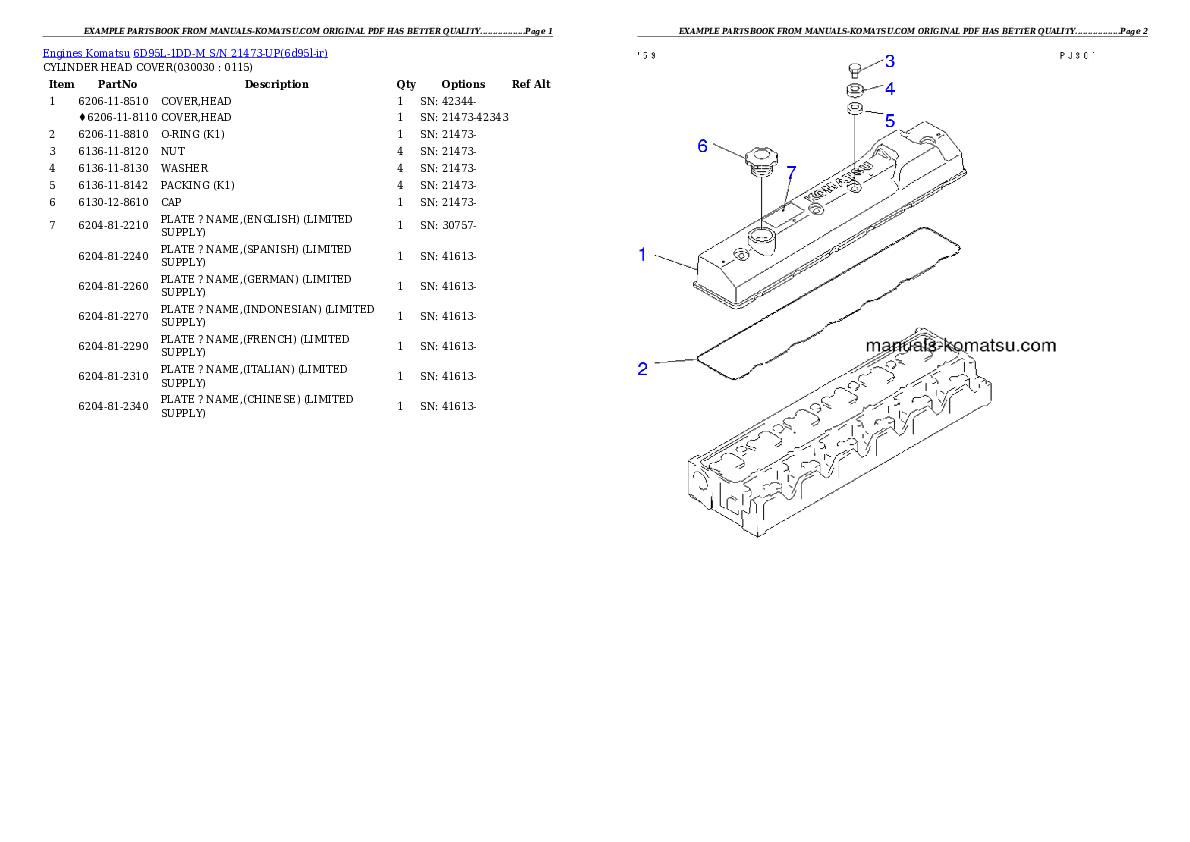 6D95L-1DD-M S/N 21473-UP Partsbook