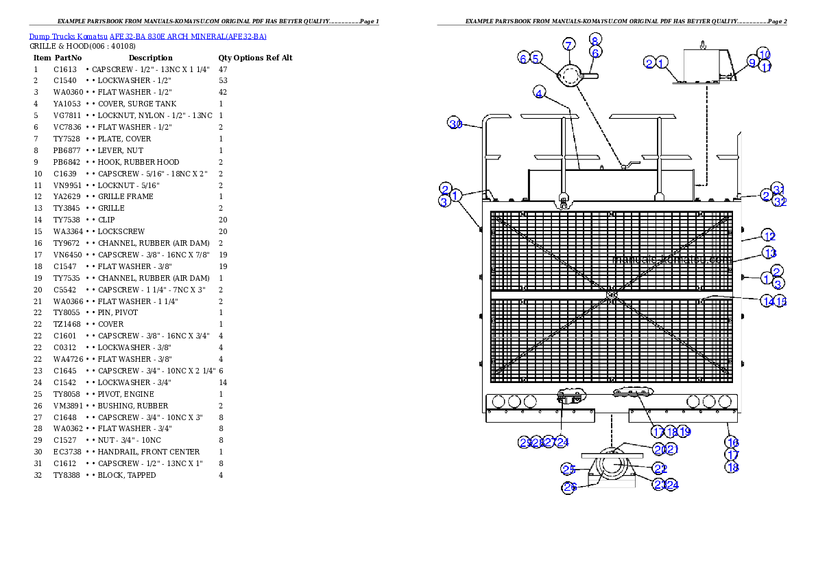 AFE32-BA 830E                 ARCH MINERAL Partsbook