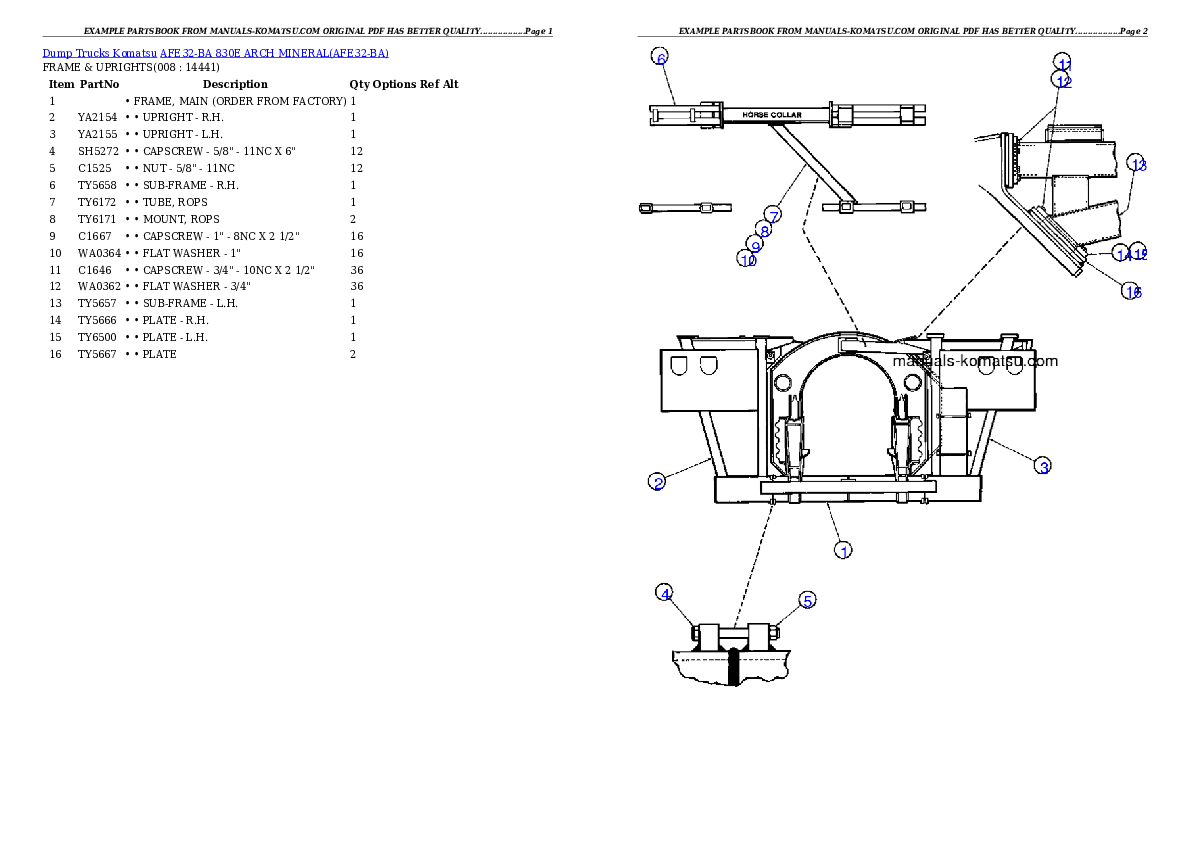 AFE32-BA 830E                 ARCH MINERAL Partsbook