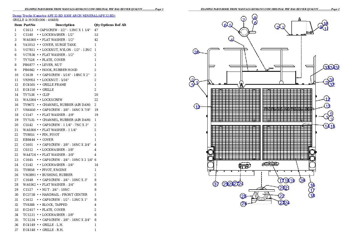 AFE32-BD 830E                 ARCH MINERAL Partsbook