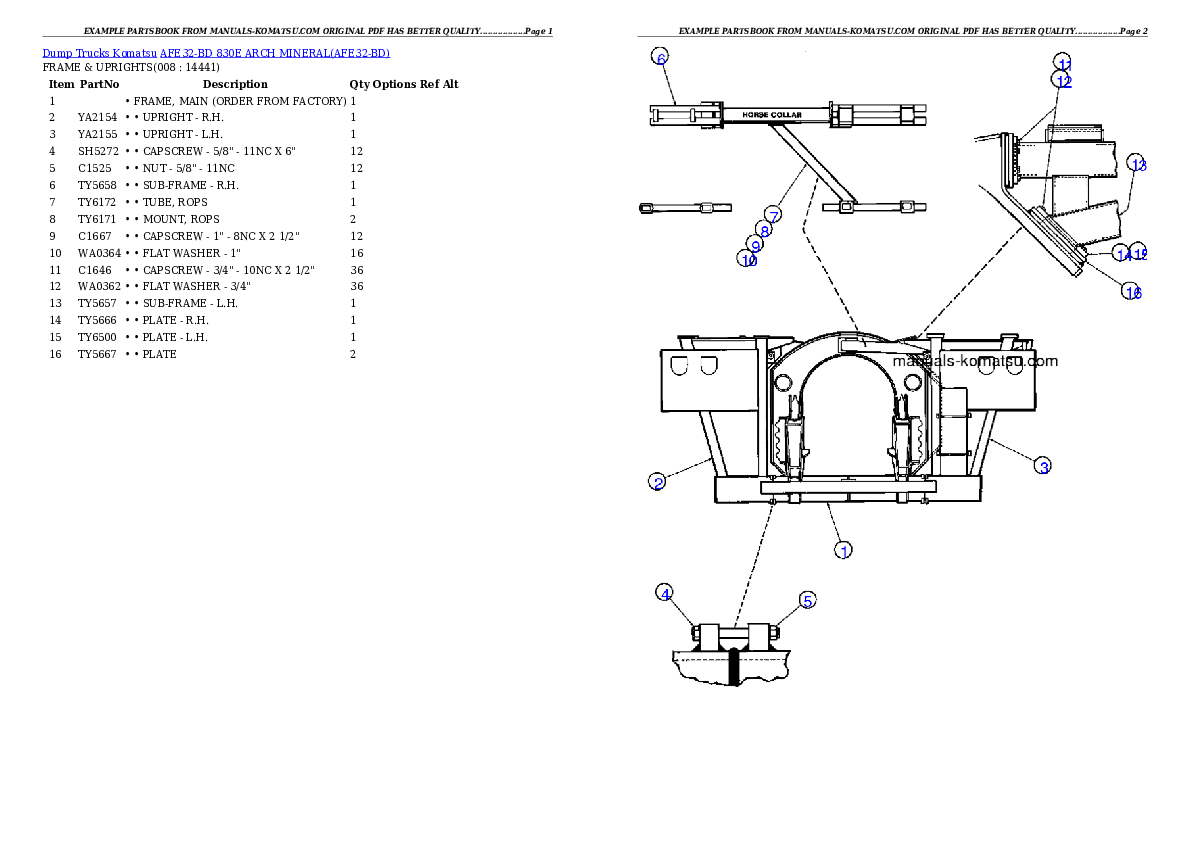 AFE32-BD 830E                 ARCH MINERAL Partsbook