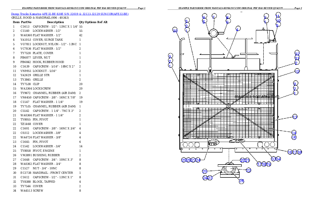 AFE32-BE 830E S/N 32019 & 32123-32129 SUNCOR Partsbook