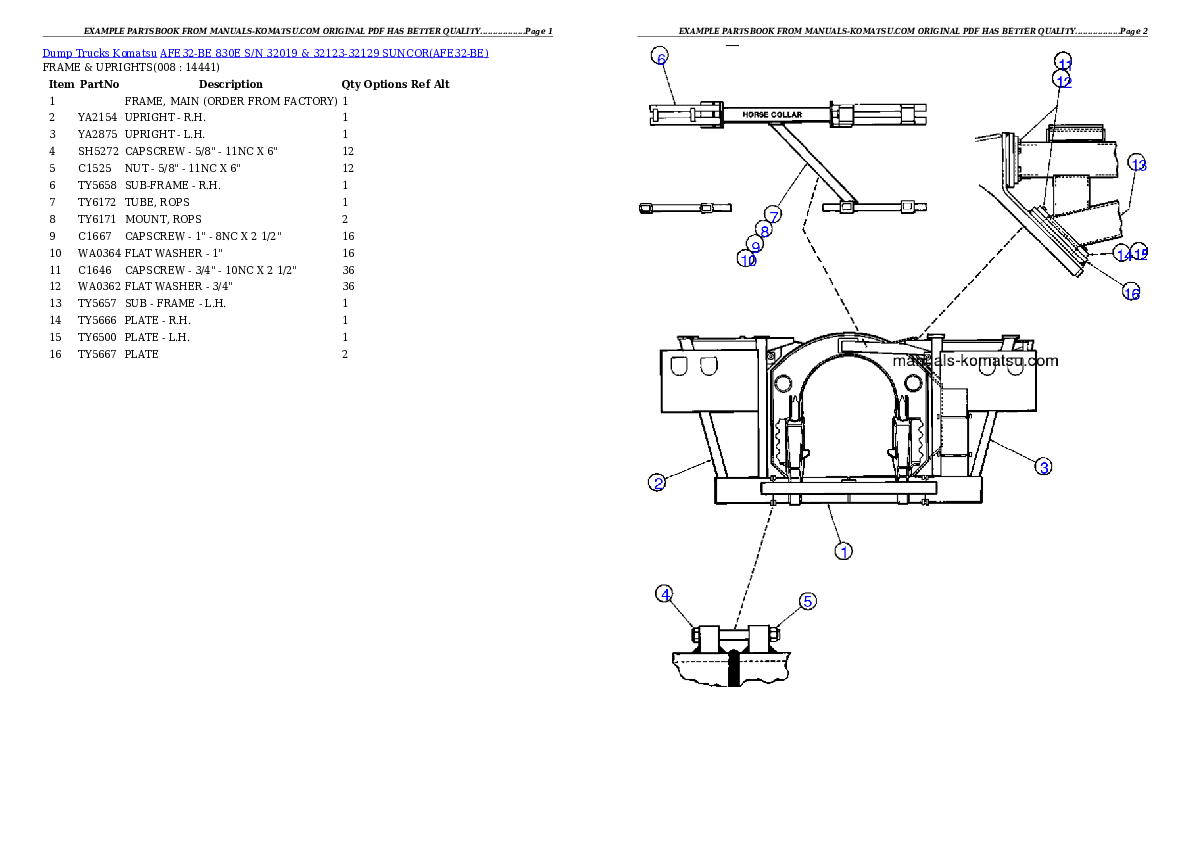 AFE32-BE 830E S/N 32019 & 32123-32129 SUNCOR Partsbook