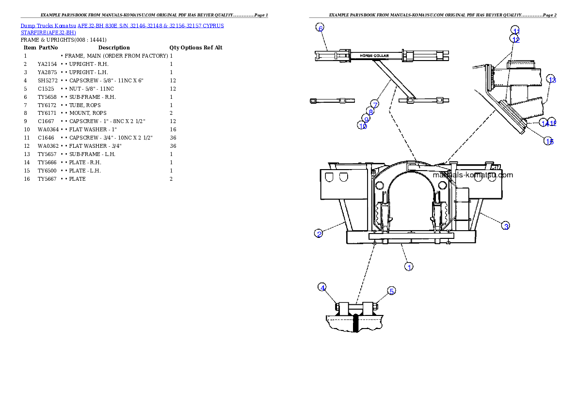 AFE32-BH 830E S/N 32146-32148 & 32156-32157         CYPRUS STARFIRE Partsbook