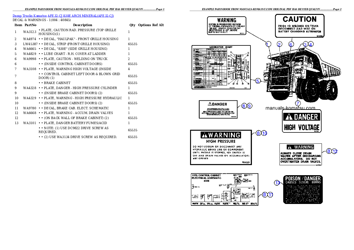 AFE32-CJ 830E                  ARCH MINERAL Partsbook