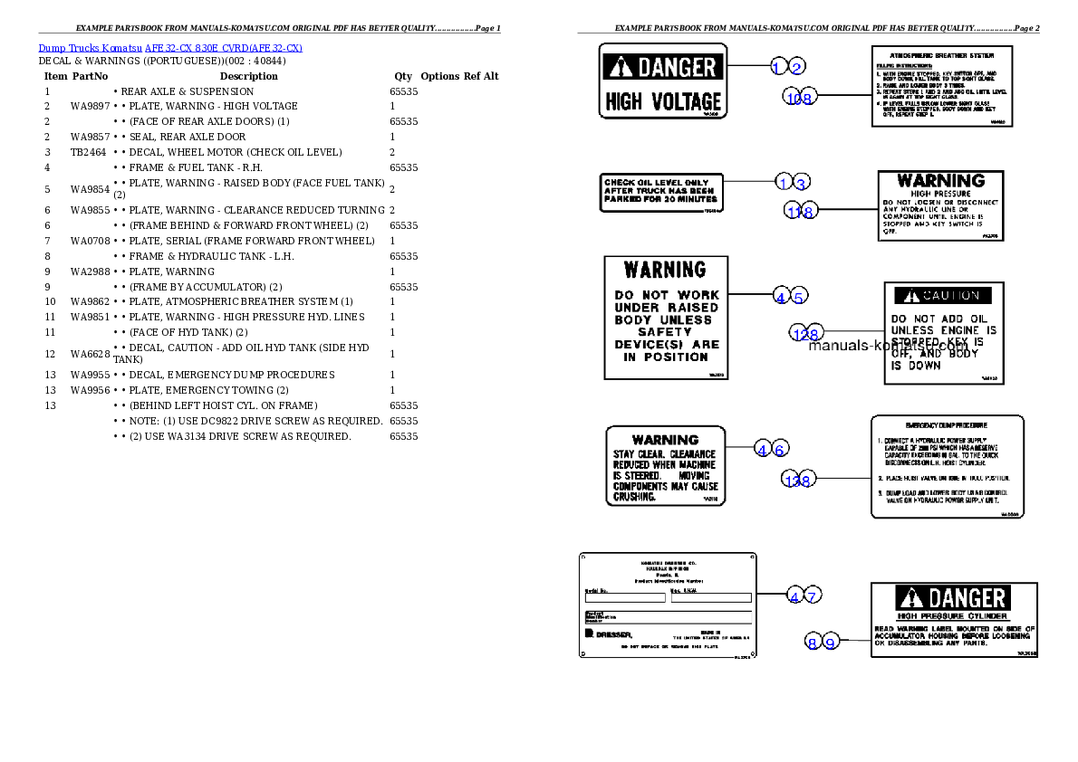 AFE32-CX 830E                CVRD Partsbook