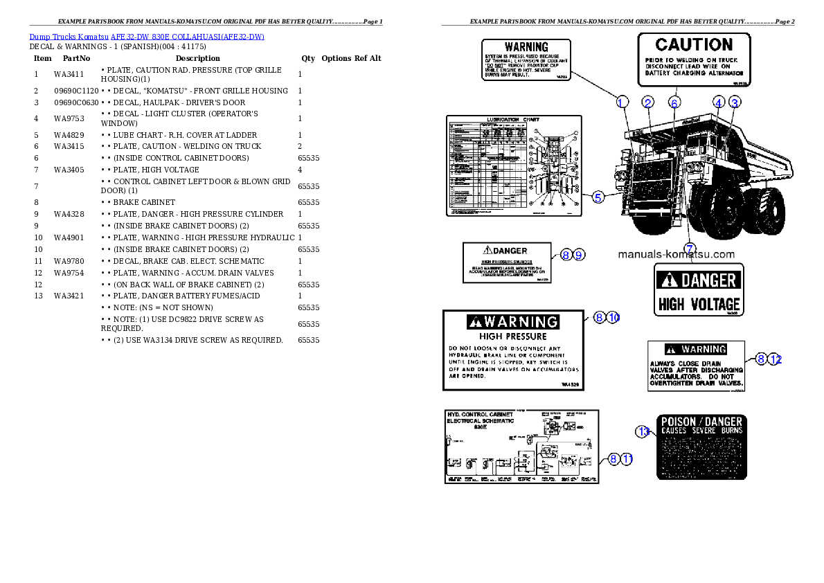 AFE32-DW 830E                COLLAHUASI Partsbook