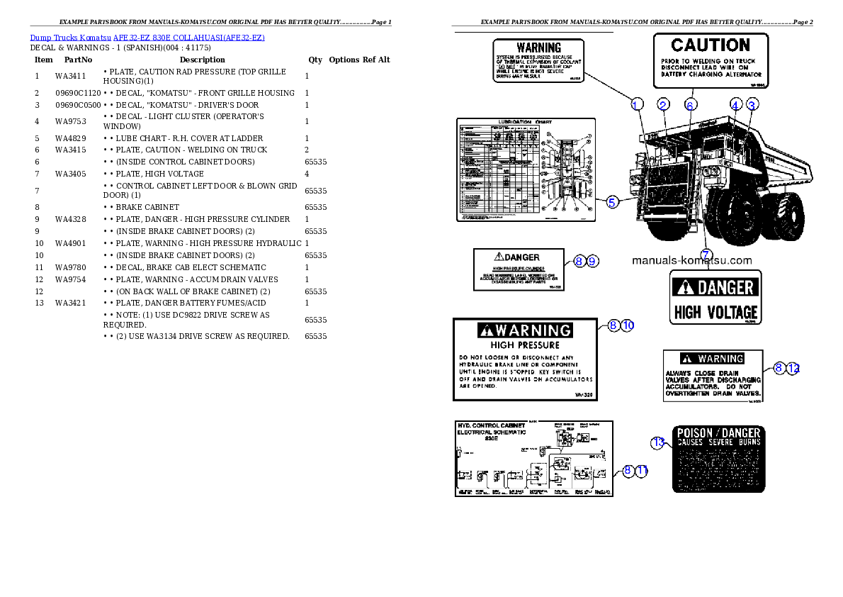 AFE32-EZ 830E                 COLLAHUASI Partsbook