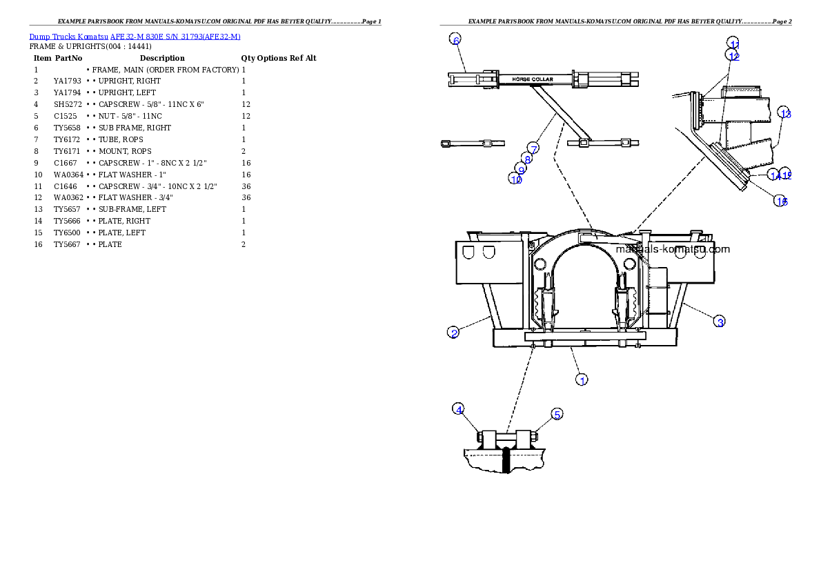 AFE32-M  830E S/N 31793 Partsbook