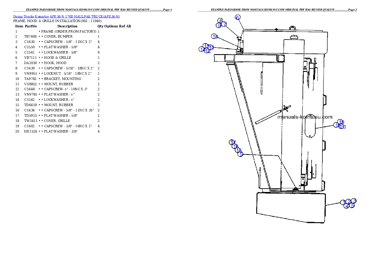 AFE36-N 170D                 HAULPAK TRUCK Partsbook