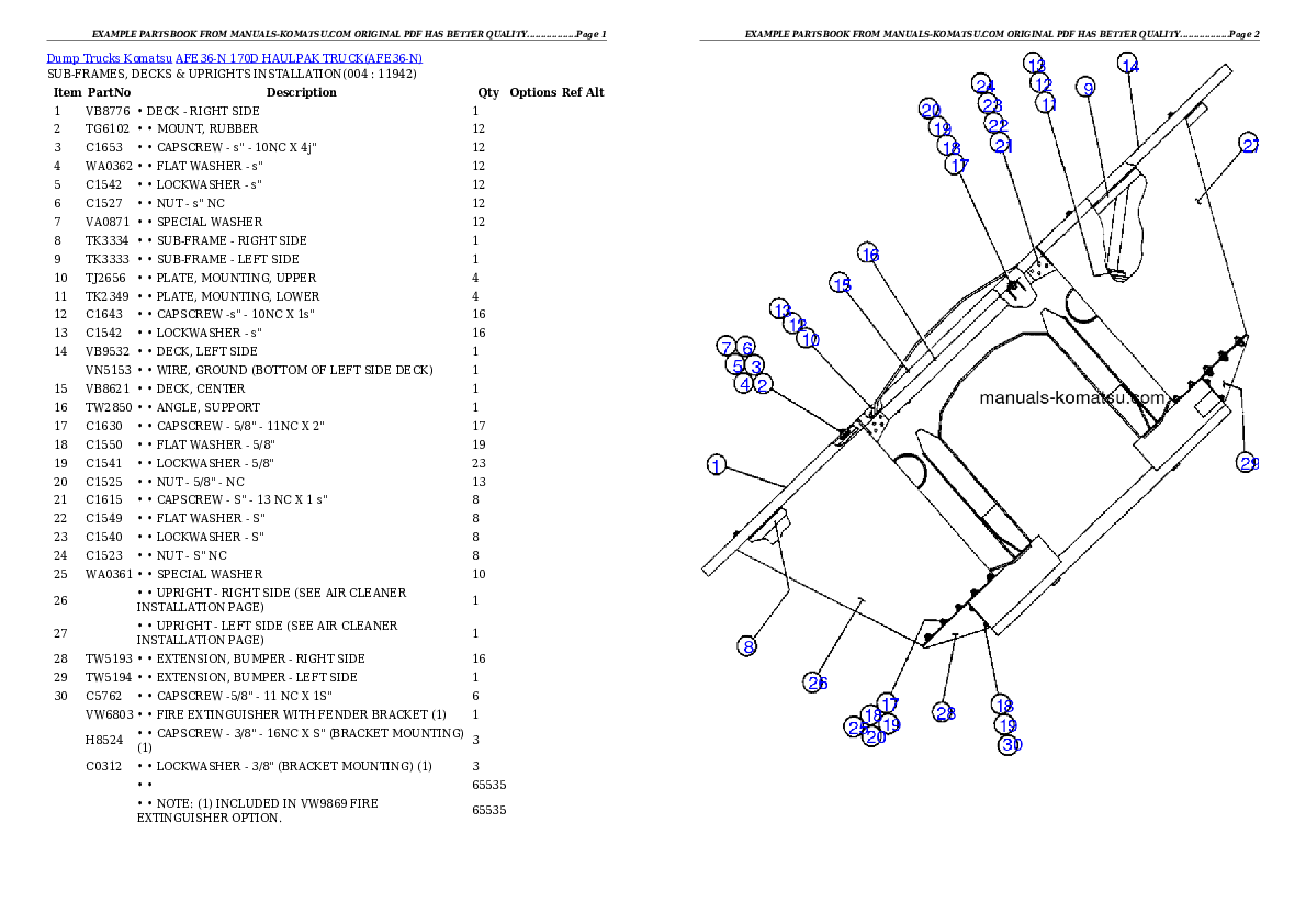 AFE36-N 170D                 HAULPAK TRUCK Partsbook