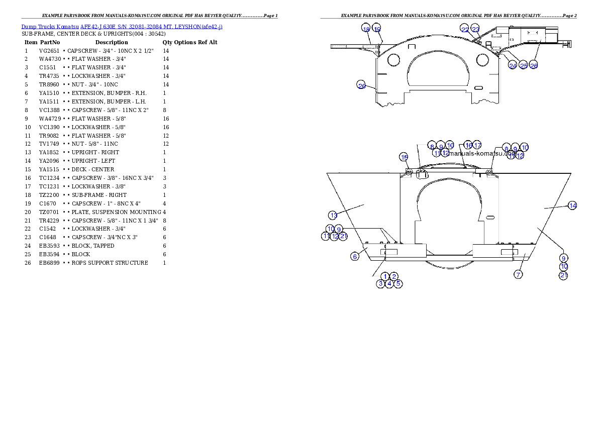 AFE42-J 630E S/N 32081-32084 MT. LEYSHON Partsbook