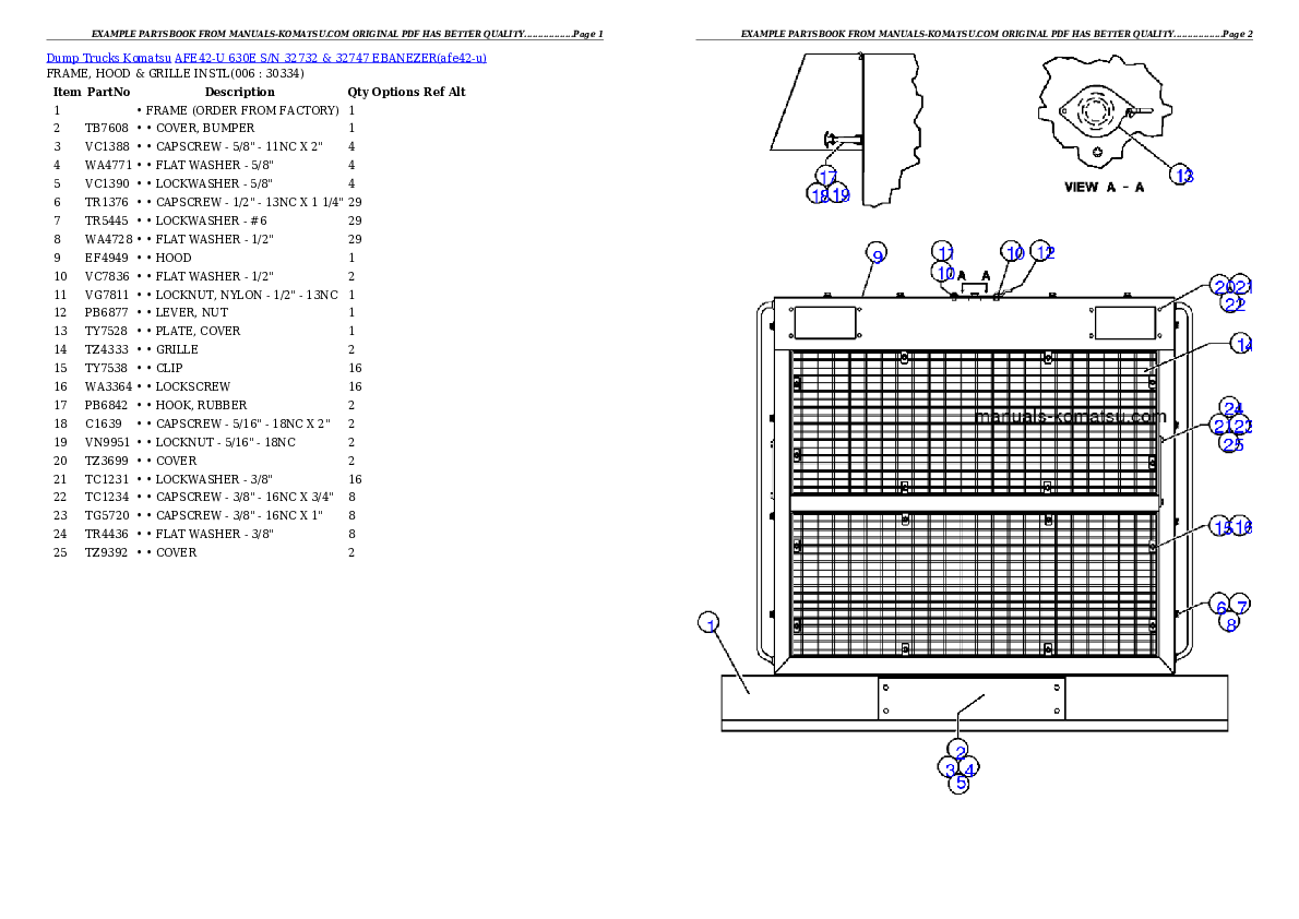 AFE42-U  630E S/N 32732 & 32747 EBANEZER Partsbook