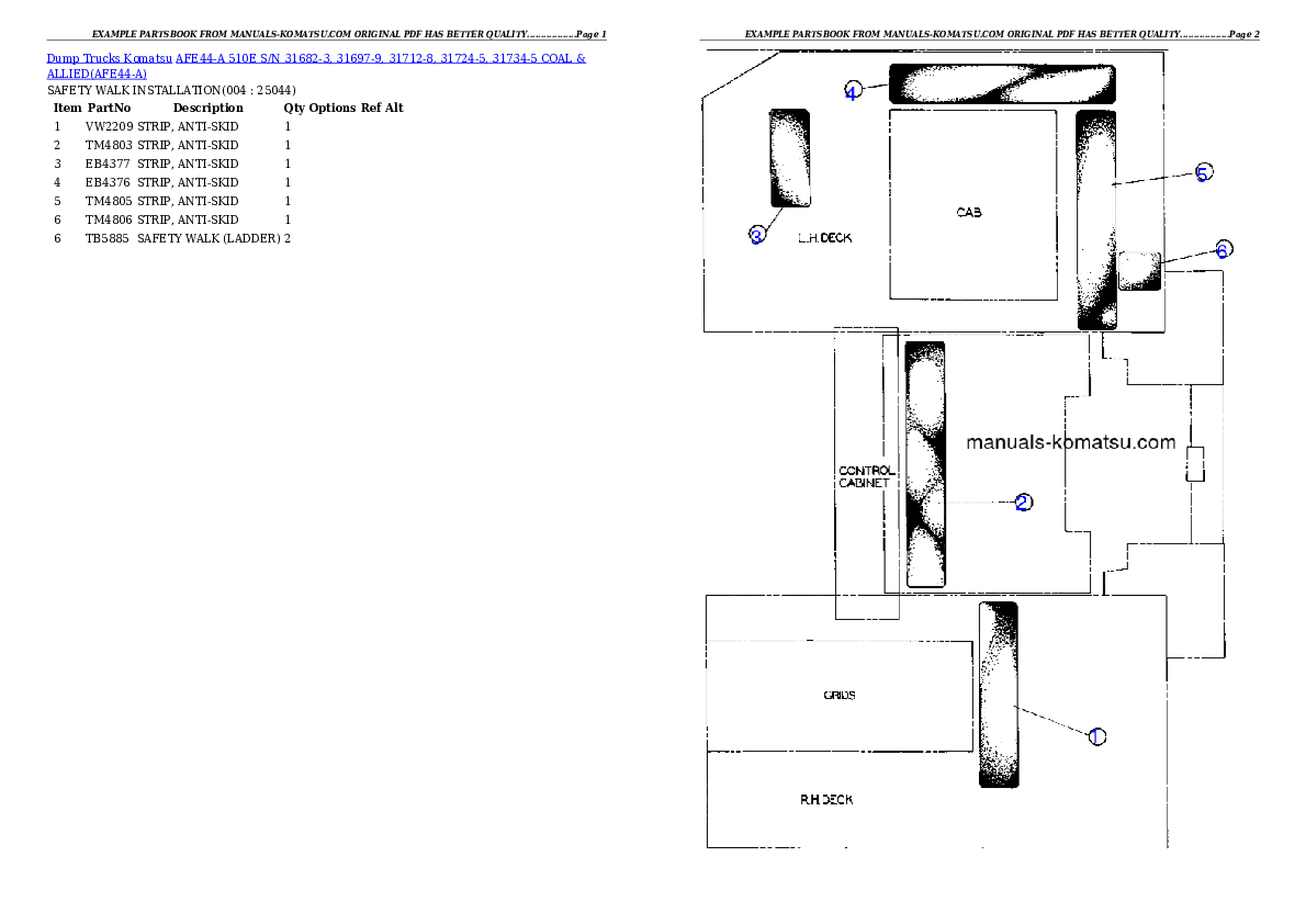 AFE44-A 510E S/N 31682-3, 31697-9, 31712-8, 31724-5, 31734-5 COAL & ALLIED Partsbook