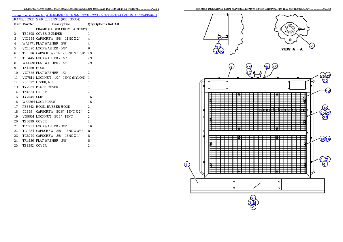 AFE46-R/S/T 630E S/N 32232-32235 & 32238-32241 ZHUNGEER Partsbook