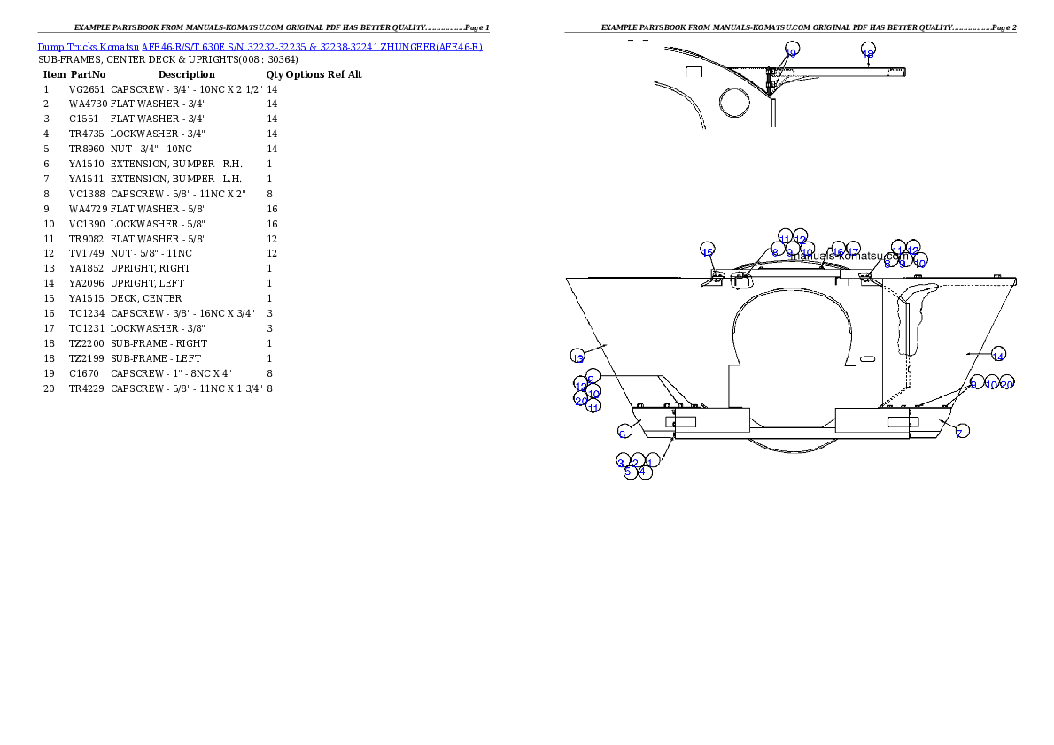 AFE46-R/S/T 630E S/N 32232-32235 & 32238-32241 ZHUNGEER Partsbook