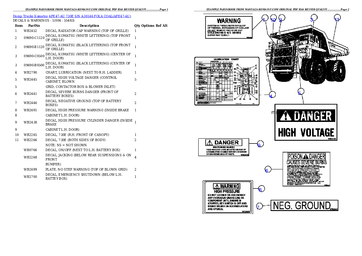 AFE47-AU 730E S/N A30146  FOLA COAL Partsbook