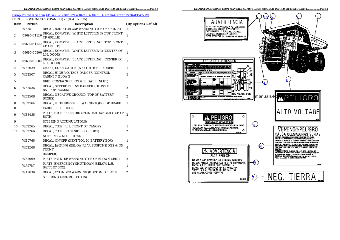 AFE47-BV 730E S/N A30229, A30231, A30236-A30237    CVG Partsbook