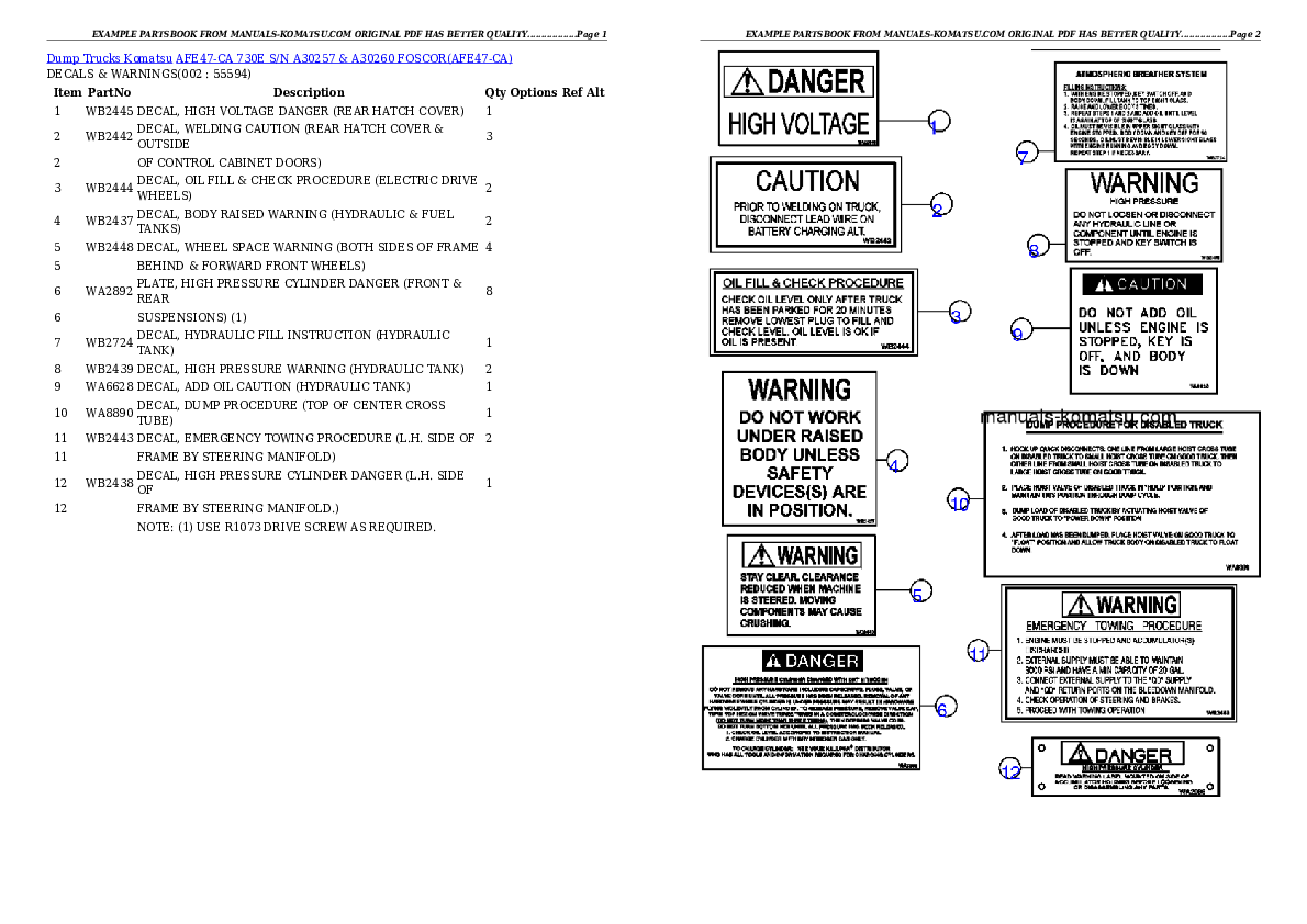 AFE47-CA 730E S/N A30257 & A30260  FOSCOR Partsbook