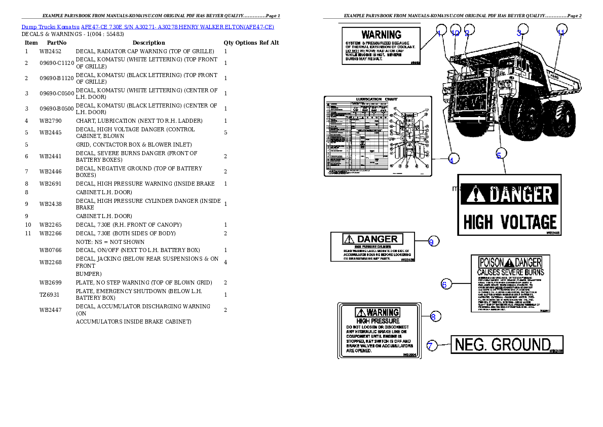 AFE47-CE 730E S/N A30271- A30278  HENRY WALKER ELTON Partsbook