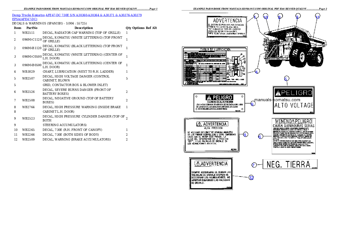 AFE47-DC 730E S/N A30360-A30364 & A30371 & A30376-A30379  EPSA Partsbook