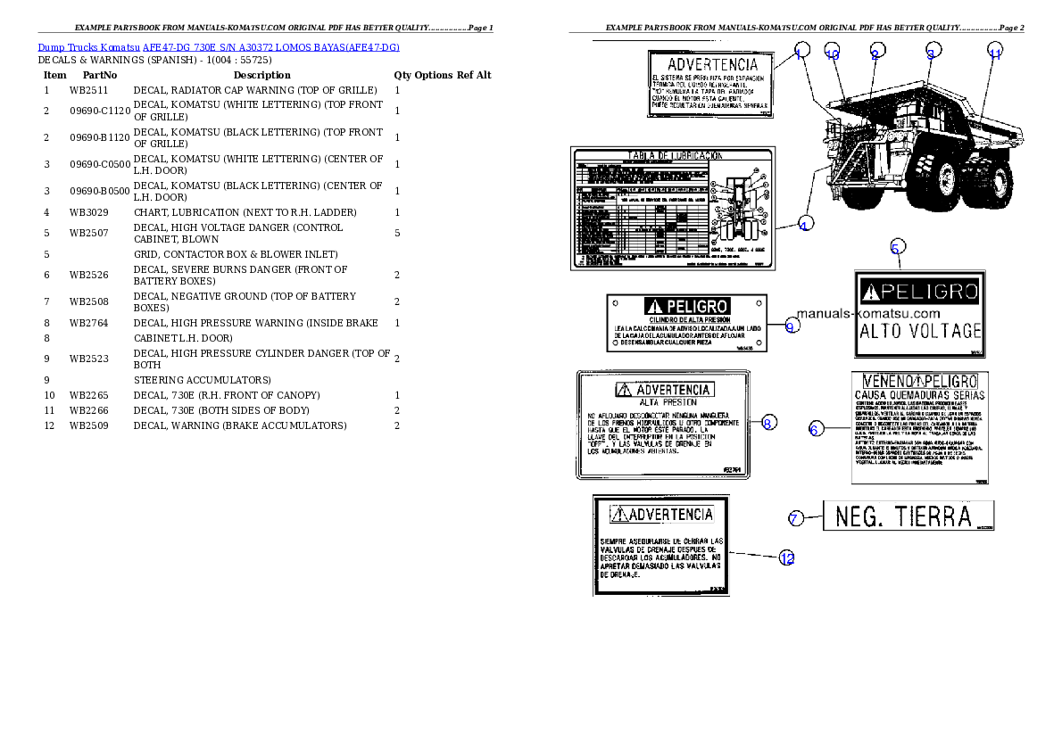 AFE47-DG 730E S/N A30372  LOMOS BAYAS Partsbook