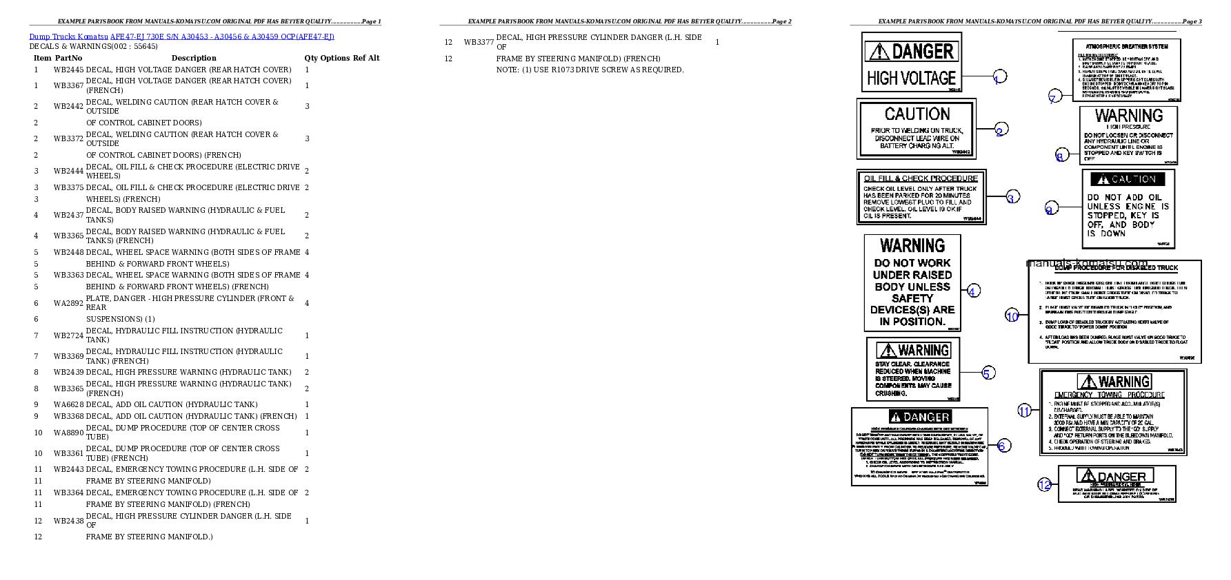 AFE47-EJ 730E S/N A30453 - A30456 & A30459      OCP Partsbook