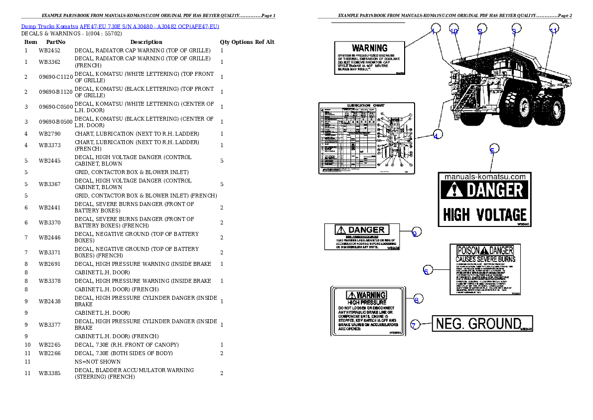 AFE47-EU 730E S/N A30480 - A30482     OCP Partsbook