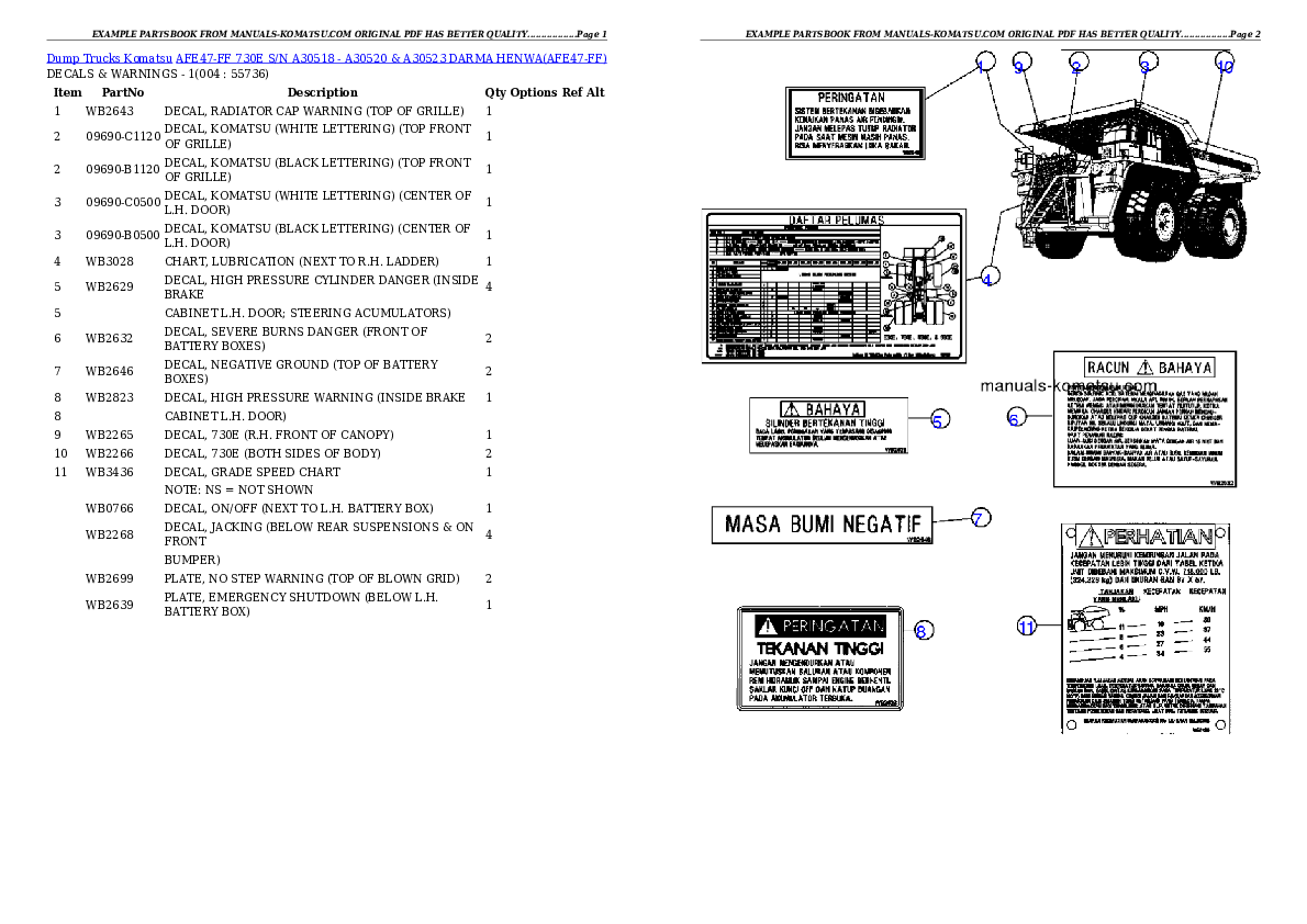 AFE47-FF 730E S/N A30518 - A30520 & A30523     DARMA HENWA Partsbook