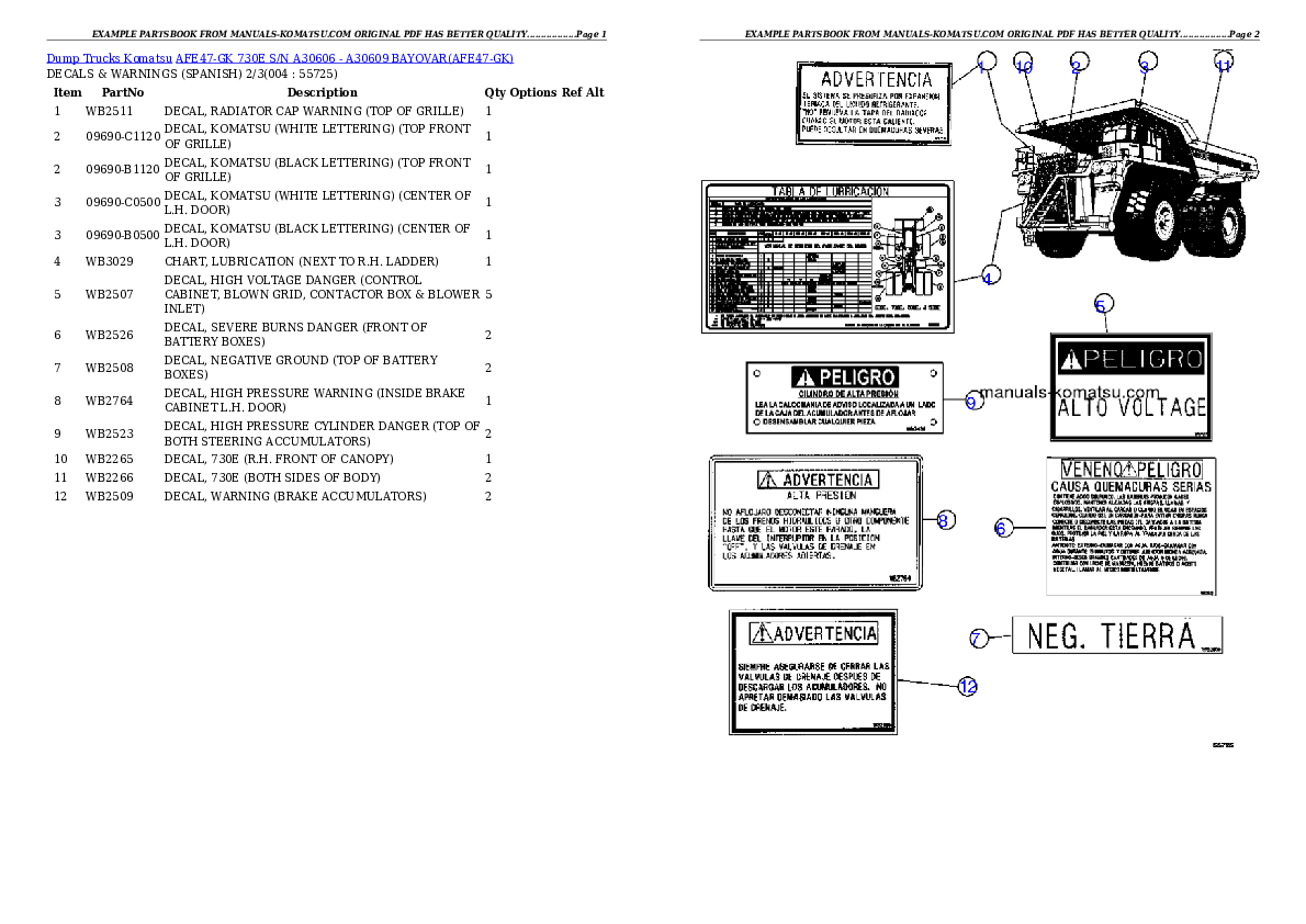 AFE47-GK 730E S/N A30606 - A30609    BAYOVAR Partsbook