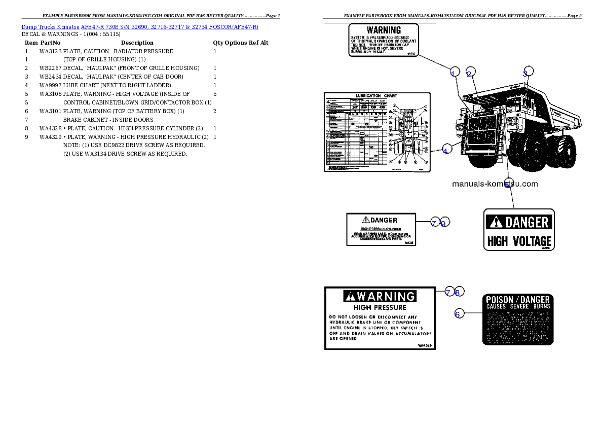 AFE47-R 730E S/N 32690, 32716-32717 &  32734  FOSCOR Partsbook