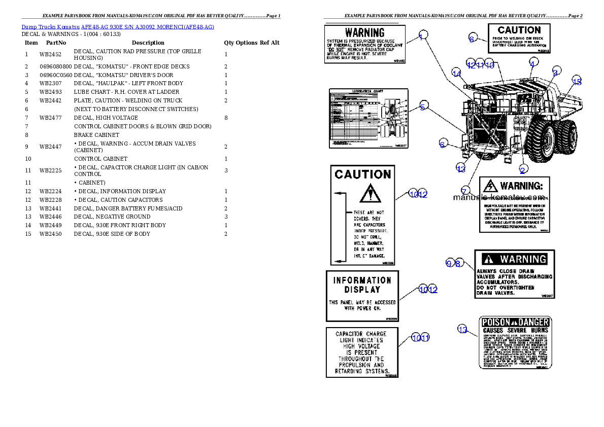 AFE48-AG  930E S/N A30092 MORENCI Partsbook