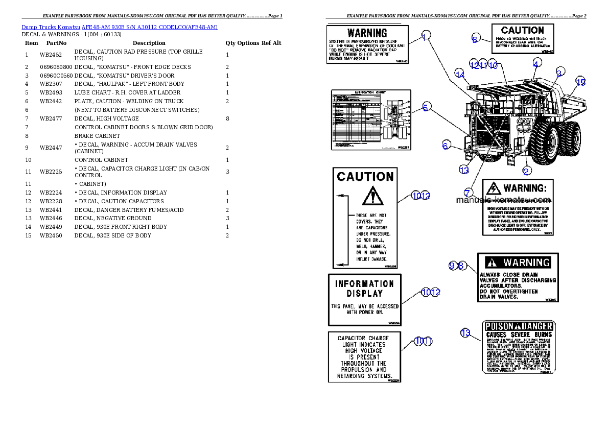 AFE48-AM 930E S/N A30112    CODELCO Partsbook