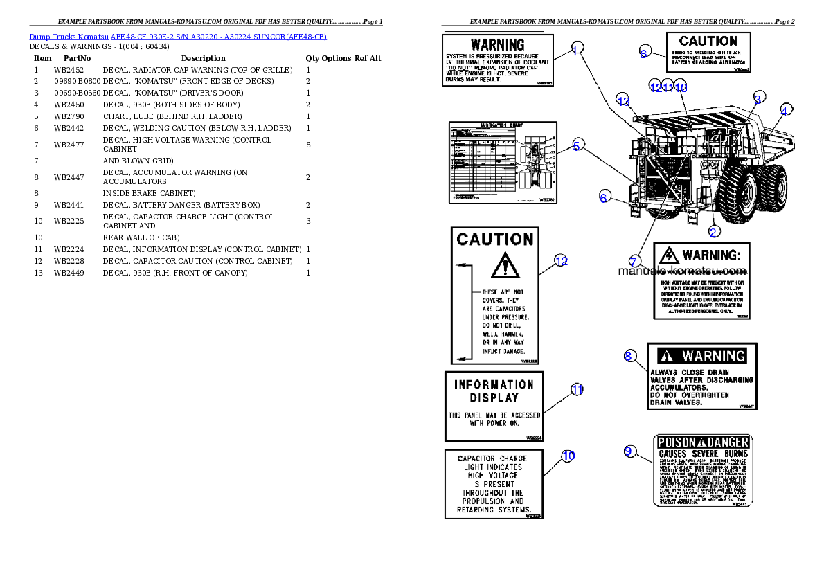 AFE48-CF 930E-2  S/N  A30220 - A30224  SUNCOR Partsbook