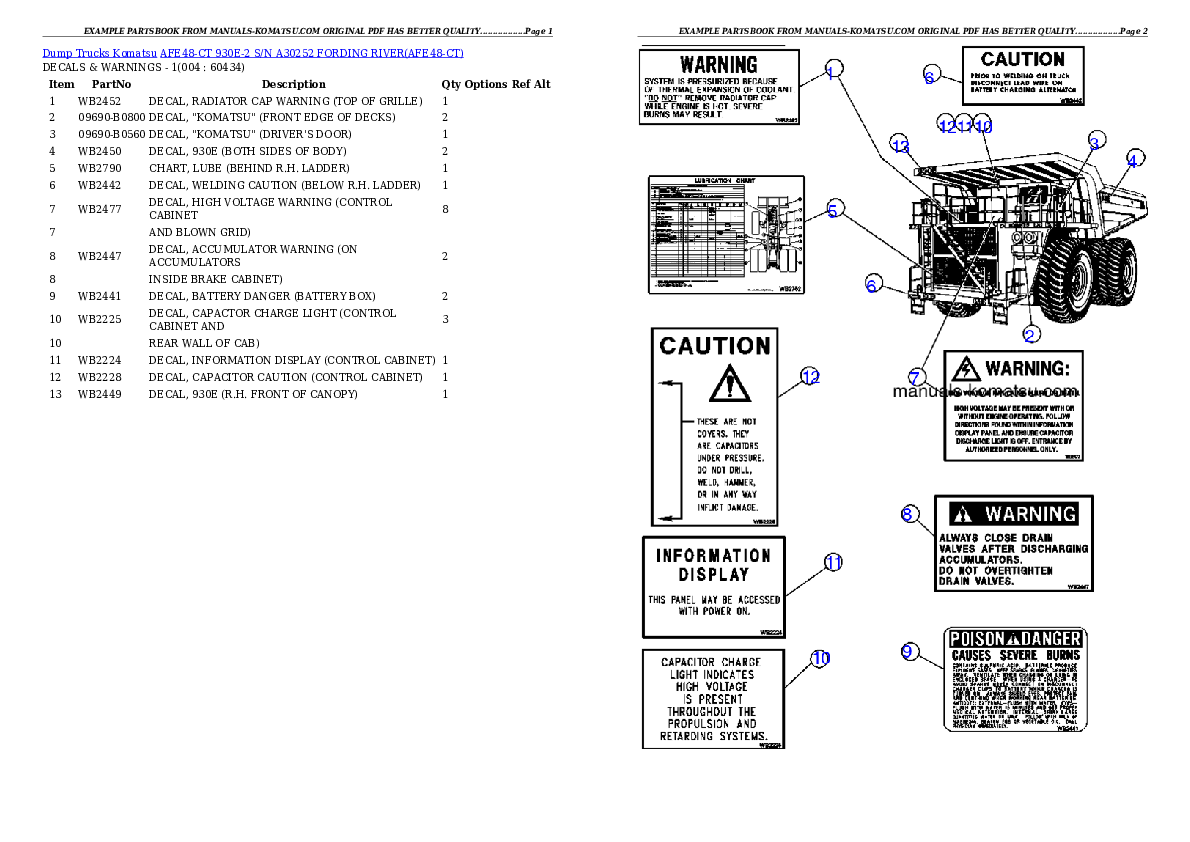 AFE48-CT 930E-2 S/N A30252 FORDING RIVER Partsbook