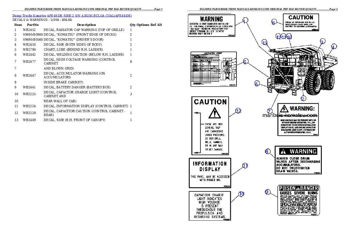 AFE48-DE 930E-2 S/N A30281  BULGA COAL Partsbook