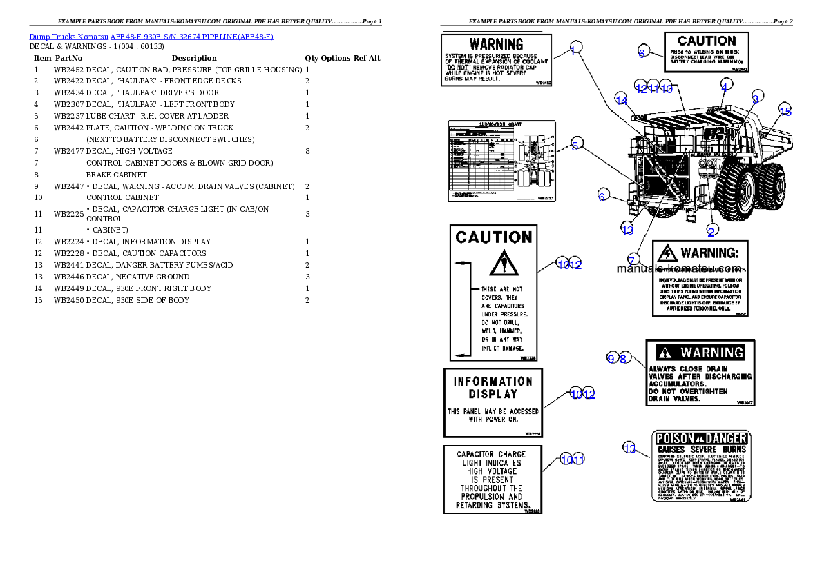 AFE48-F  930E S/N 32674 PIPELINE Partsbook