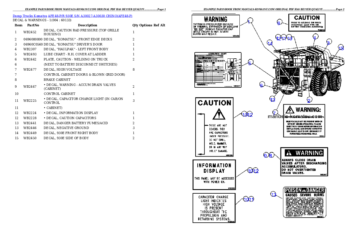 AFE48-P/R  930E S/N A30027-A30030 CHINO Partsbook