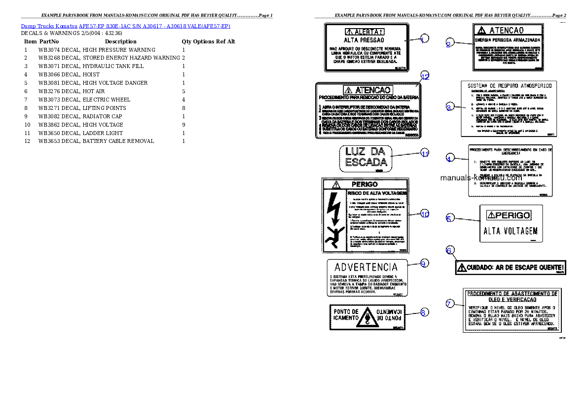 AFE57-EP 830E-1AC S/N A30617 - A30618    VALE Partsbook