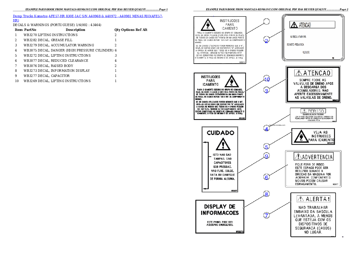 AFE57-HR 830E-1AC S/N A40968 & A40972 - A40981  MINAS RIO Partsbook