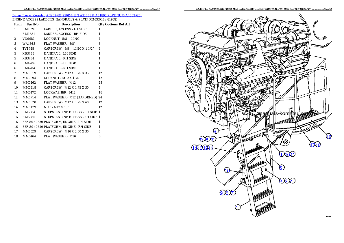 AFE59-GB 930E-4 S/N A31883 & A31892  PLATINUM Partsbook