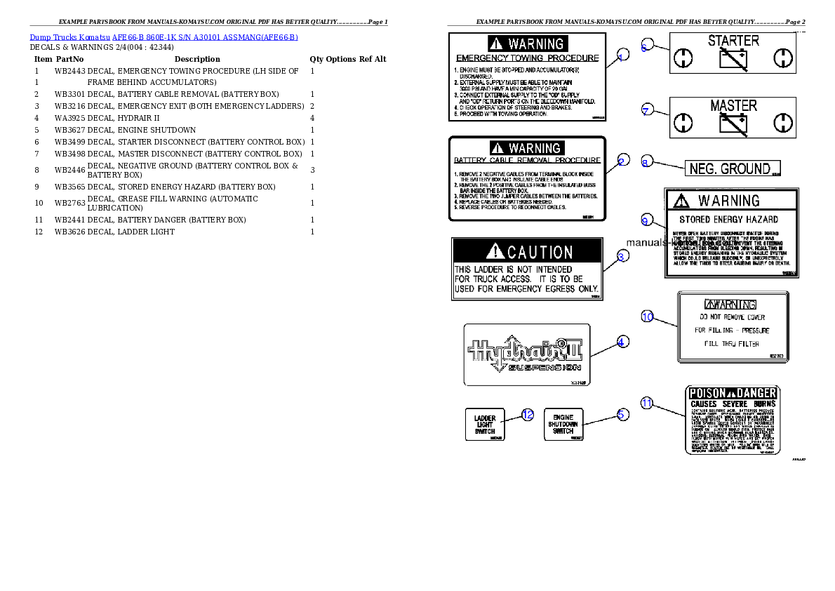 AFE66-B 860E-1K S/N A30101 ASSMANG Partsbook