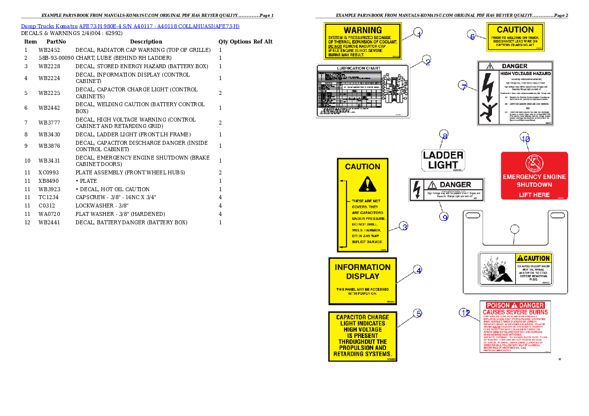 AFE73-H 980E-4 S/N A40117 - A40118 COLLAHUASI Partsbook