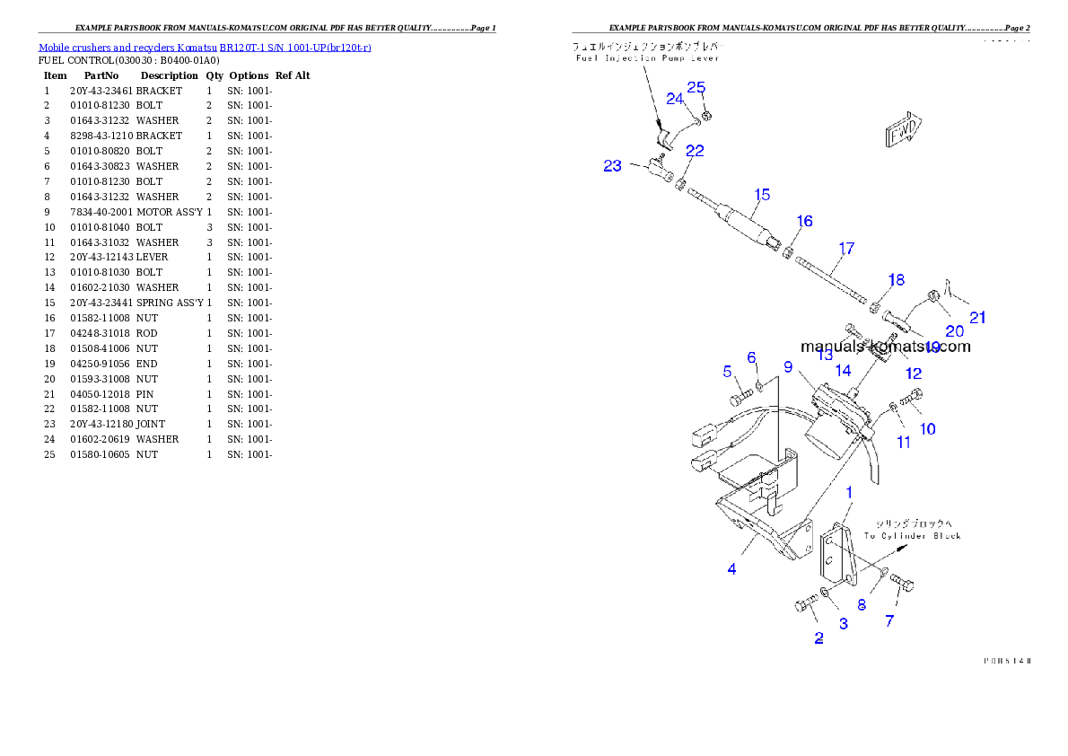 BR120T-1 S/N 1001-UP Partsbook