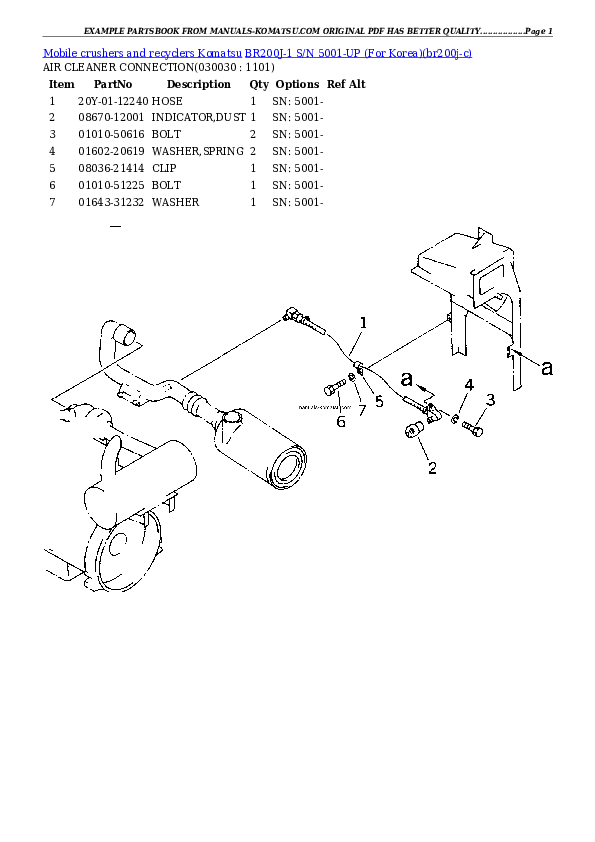 BR200J-1 S/N 5001-UP (For Korea) Partsbook