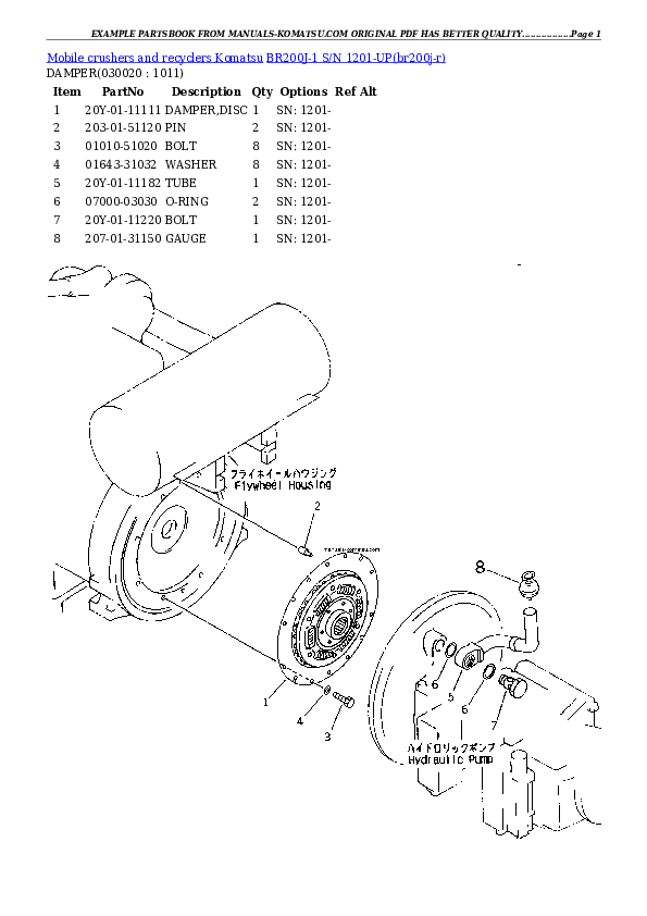 BR200J-1 S/N 1201-UP Partsbook