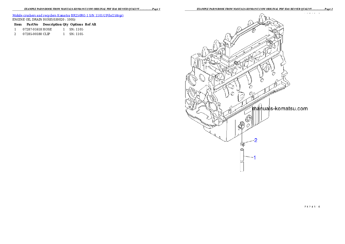 BR250RG-1 S/N 1101-UP Partsbook