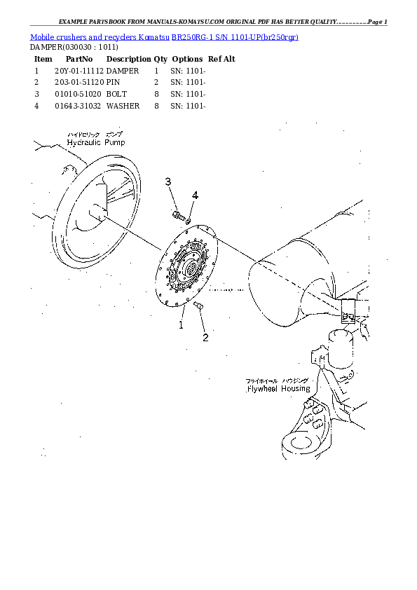 BR250RG-1 S/N 1101-UP Partsbook