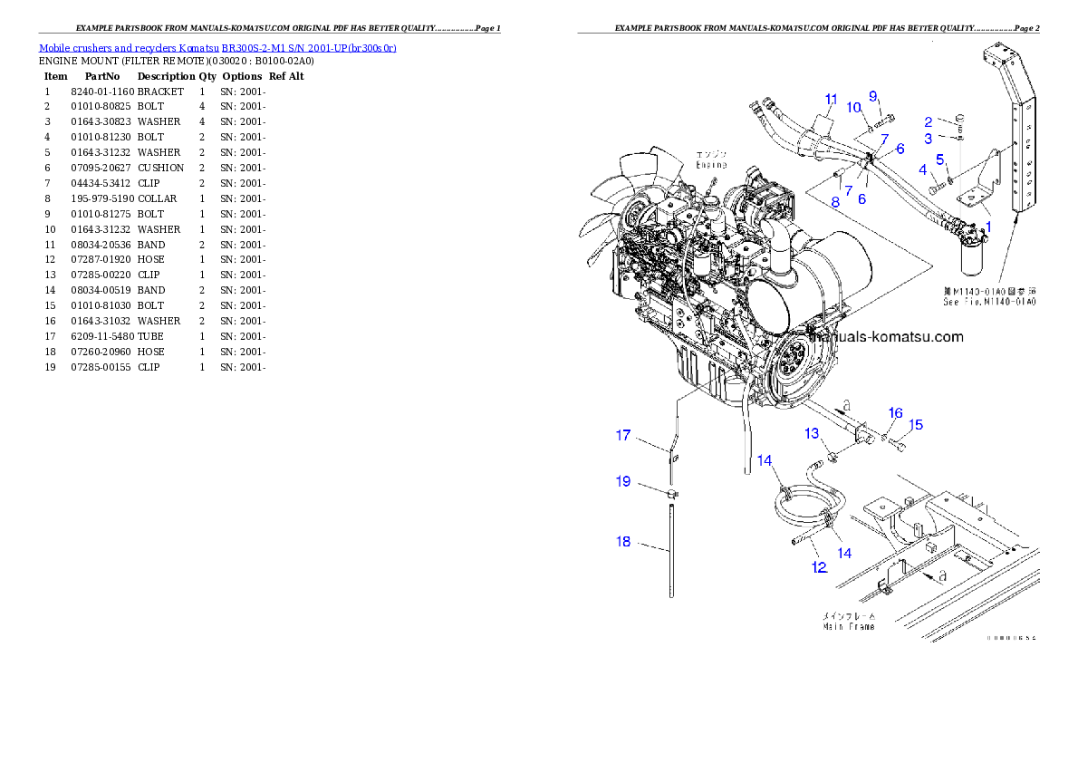 BR300S-2-M1 S/N 2001-UP Partsbook