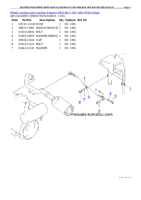 BR310JG-1 S/N 1002-UP Partsbook